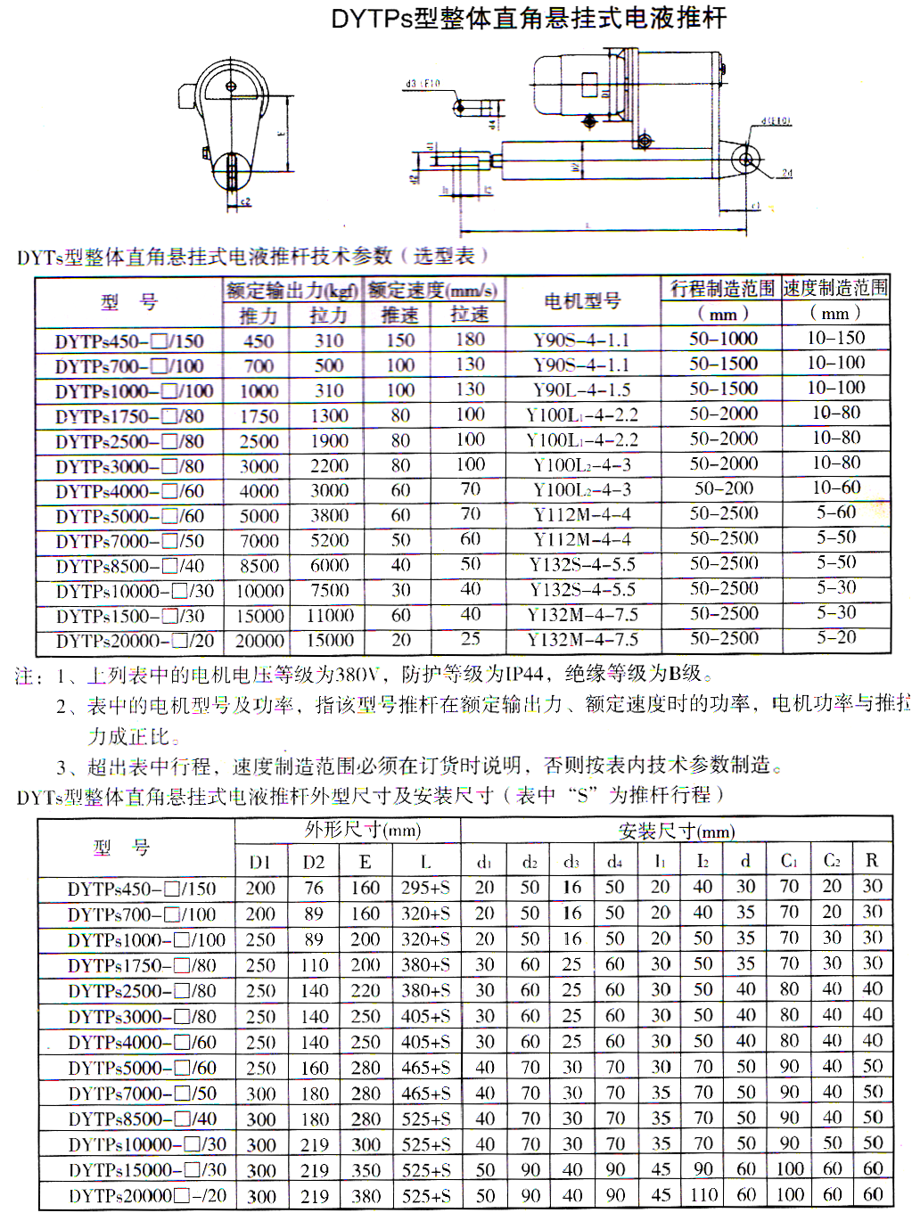 DYTP-S型整体直角电液推杆（悬挂式）s